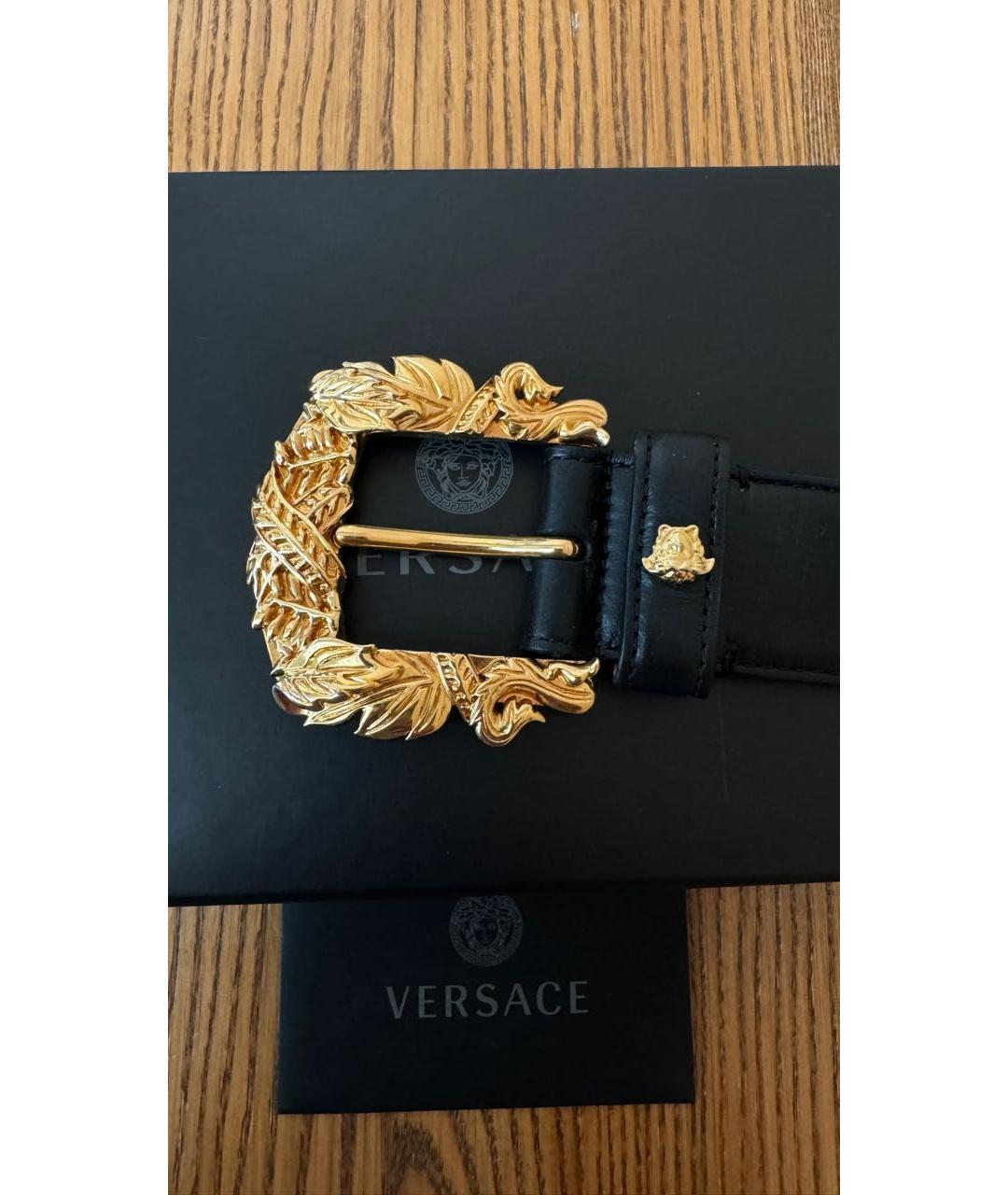 VERSACE Черный кожаный ремень, фото 6
