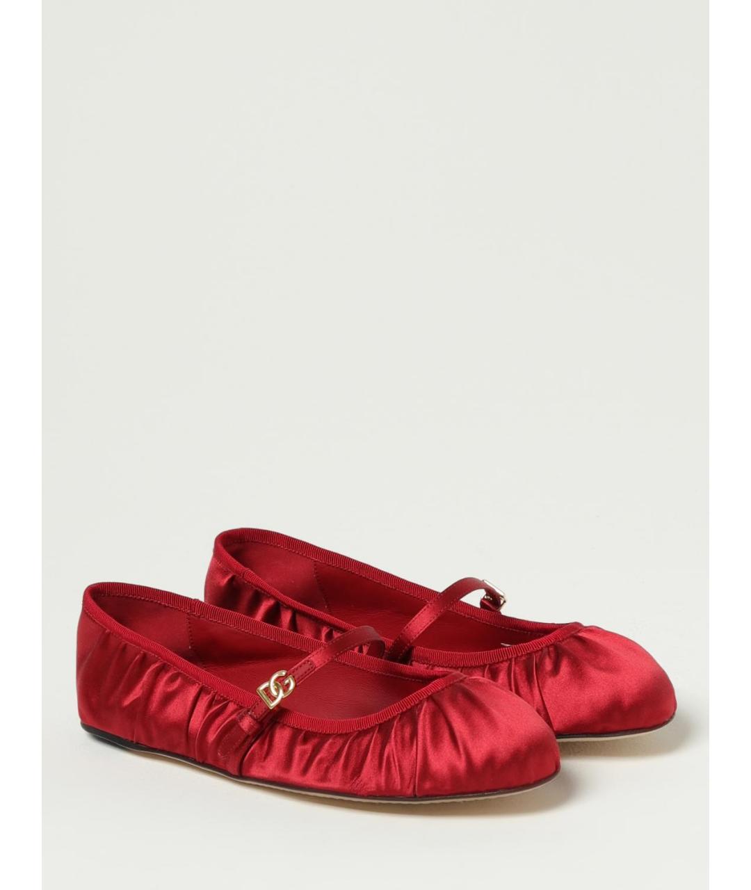 DOLCE&GABBANA Красные текстильные балетки, фото 2