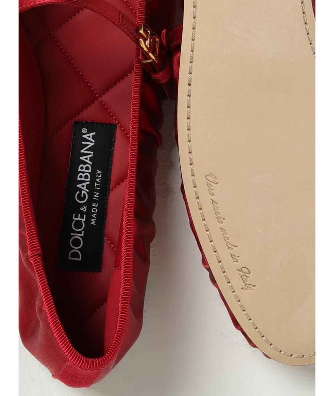 DOLCE&GABBANA Красные текстильные балетки, фото 4
