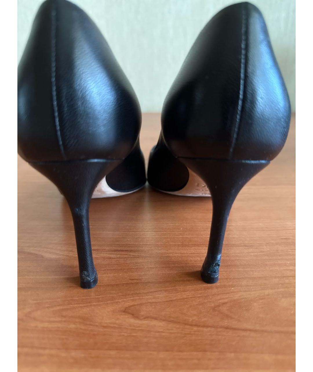 CHRISTIAN DIOR Черные кожаные лодочки на низком каблуке, фото 4