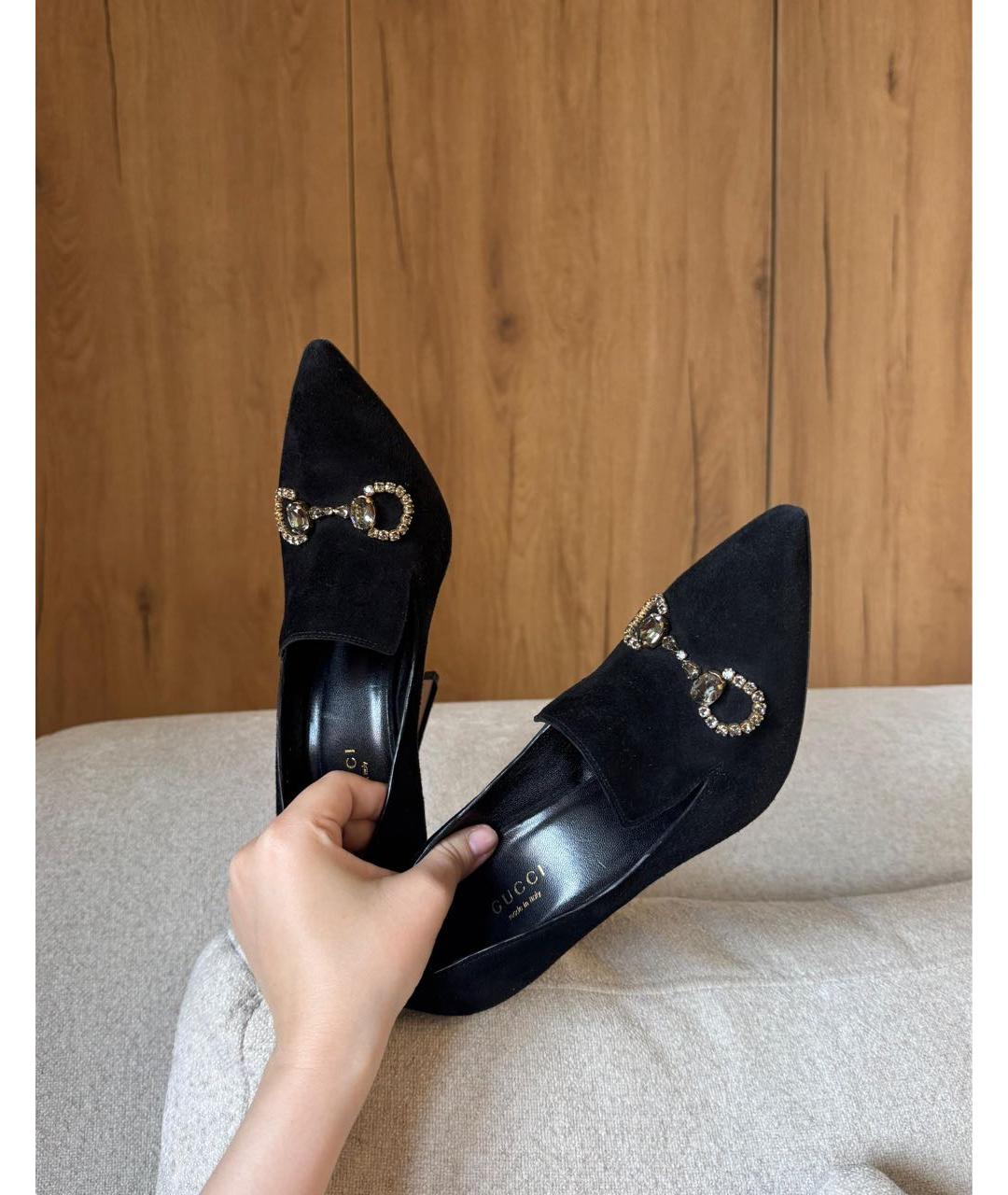 GUCCI Черные замшевые туфли, фото 5