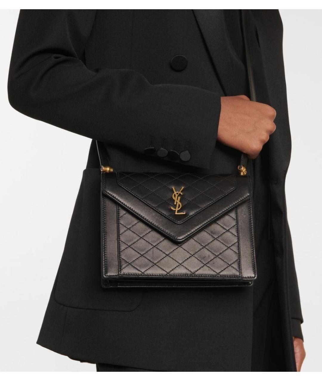 SAINT LAURENT Черная кожаная сумка через плечо, фото 2