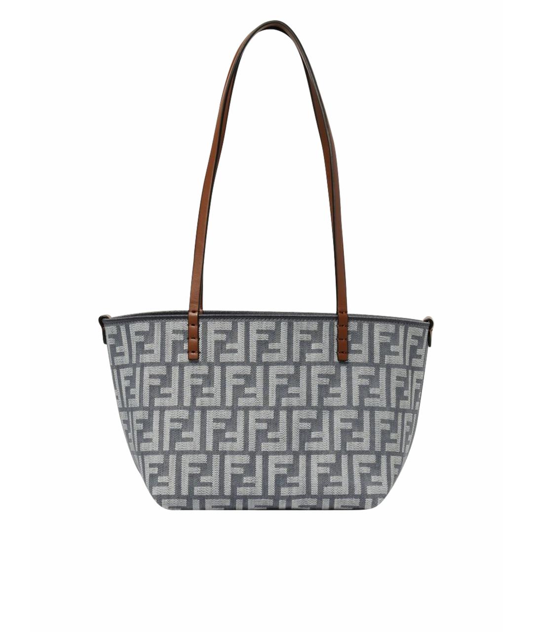 FENDI Синяя жаккардовая сумка тоут, фото 1