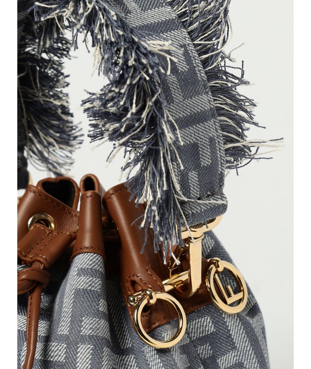 FENDI Голубая жаккардовая сумка тоут, фото 4