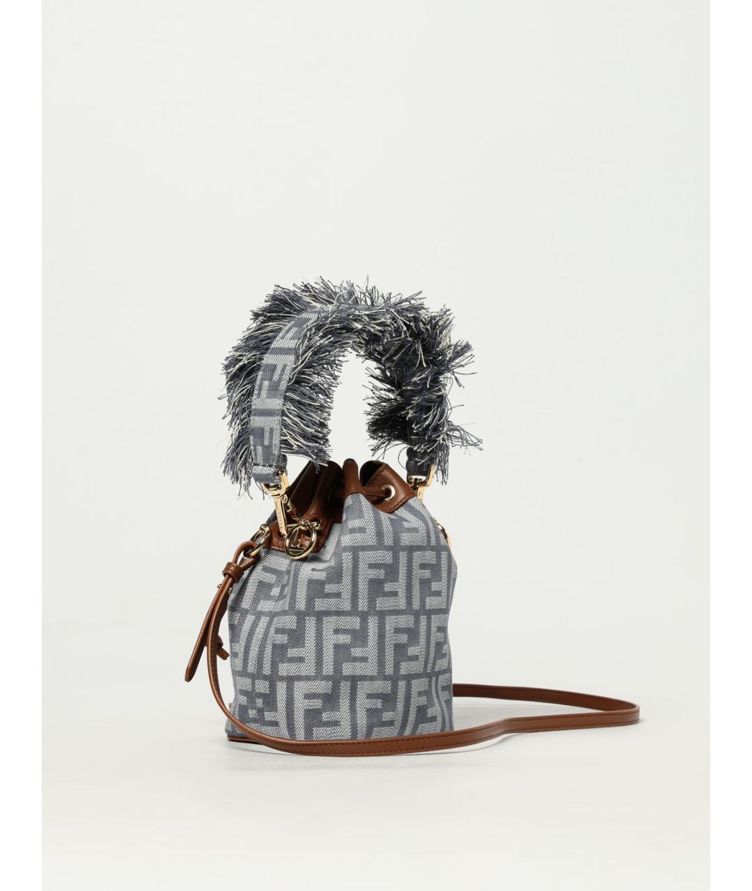 FENDI Голубая жаккардовая сумка тоут, фото 2