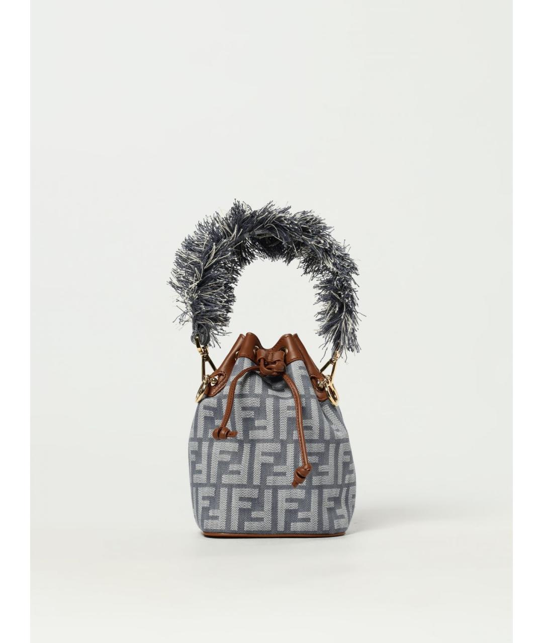 FENDI Голубая жаккардовая сумка тоут, фото 6