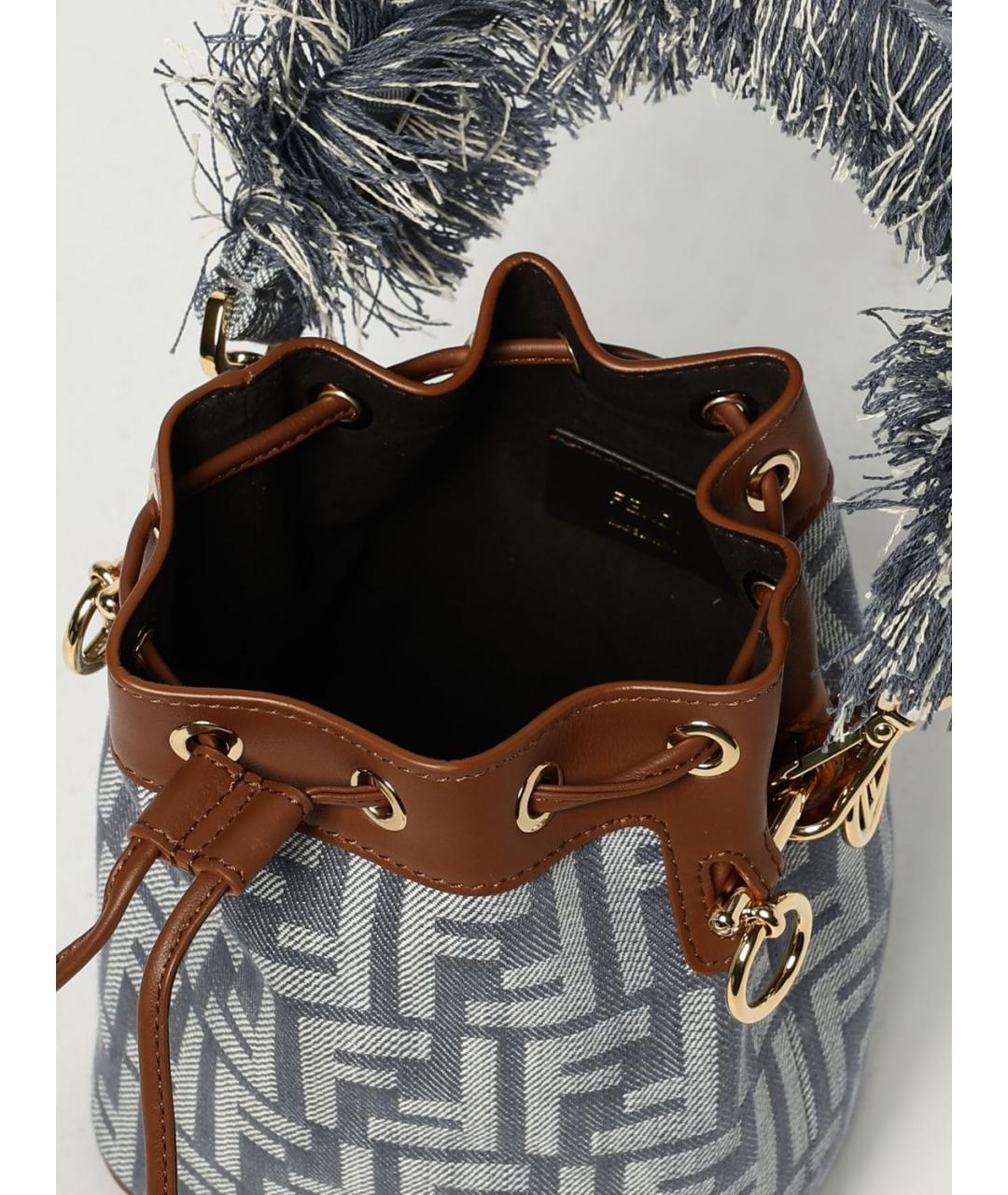 FENDI Голубая жаккардовая сумка тоут, фото 5
