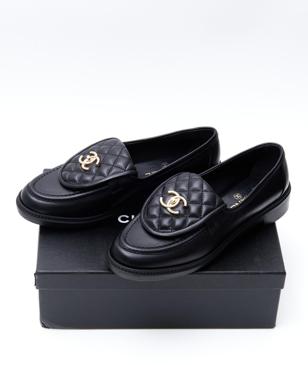 CHANEL Черные кожаные лоферы, фото 4