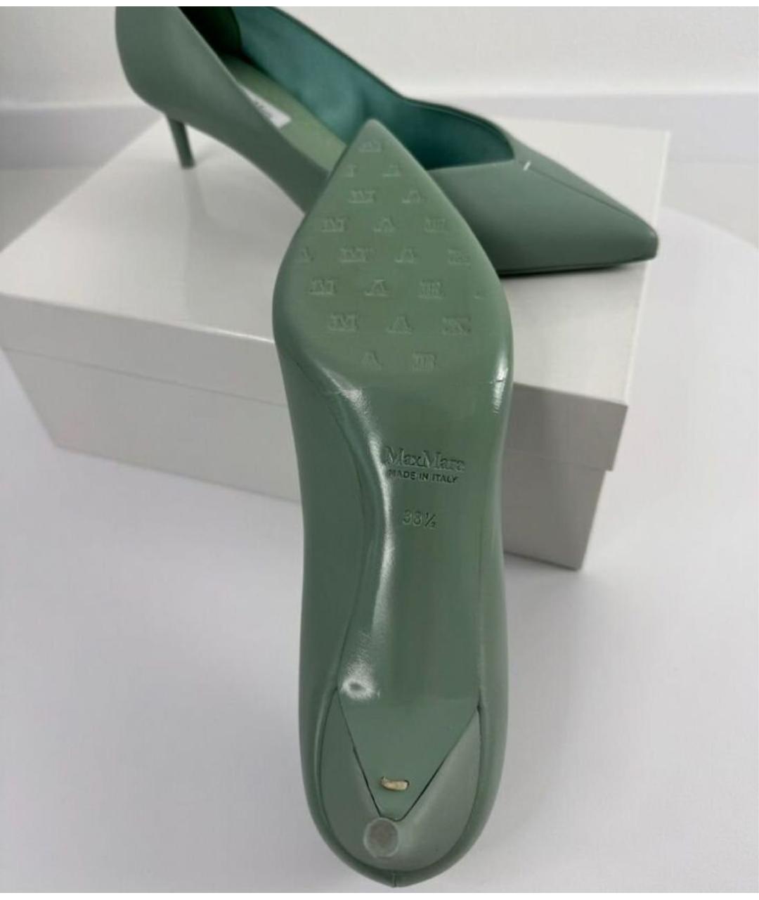 MAX MARA Салатовые кожаные туфли, фото 3