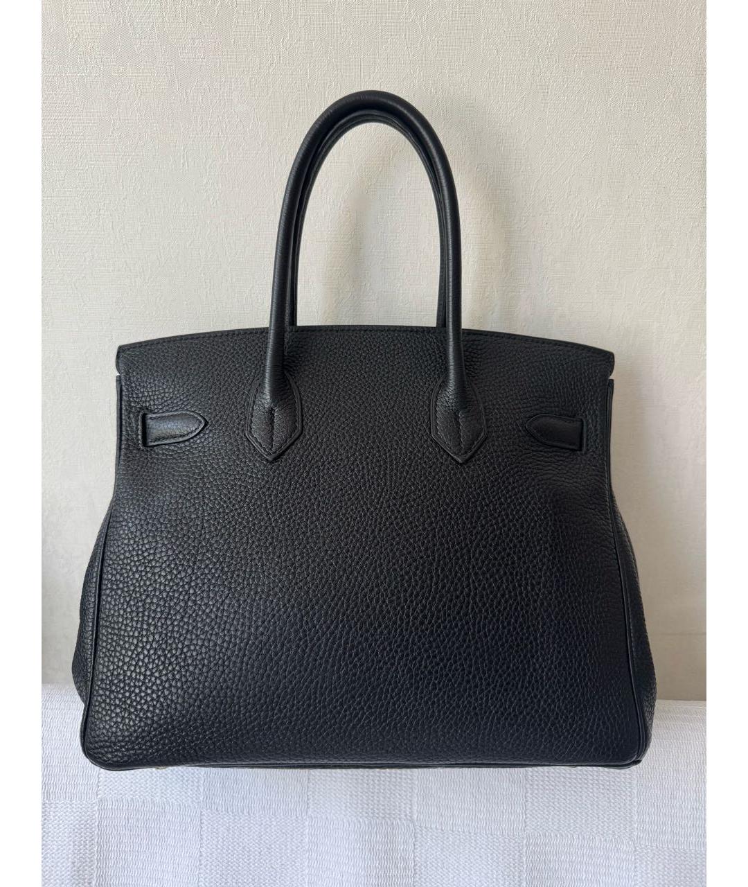 HERMES Черная кожаная сумка с короткими ручками, фото 2