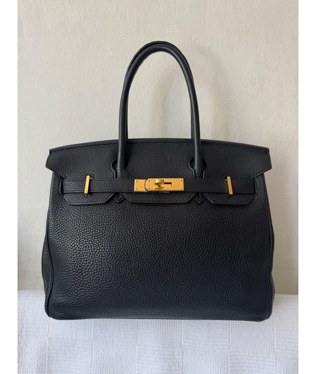 HERMES Черная кожаная сумка с короткими ручками, фото 9