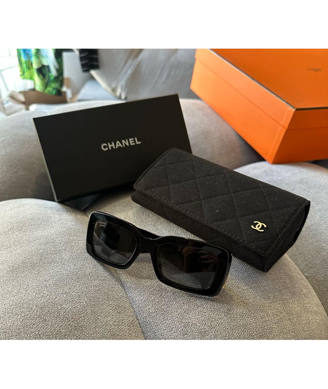 CHANEL Черные пластиковые солнцезащитные очки, фото 8