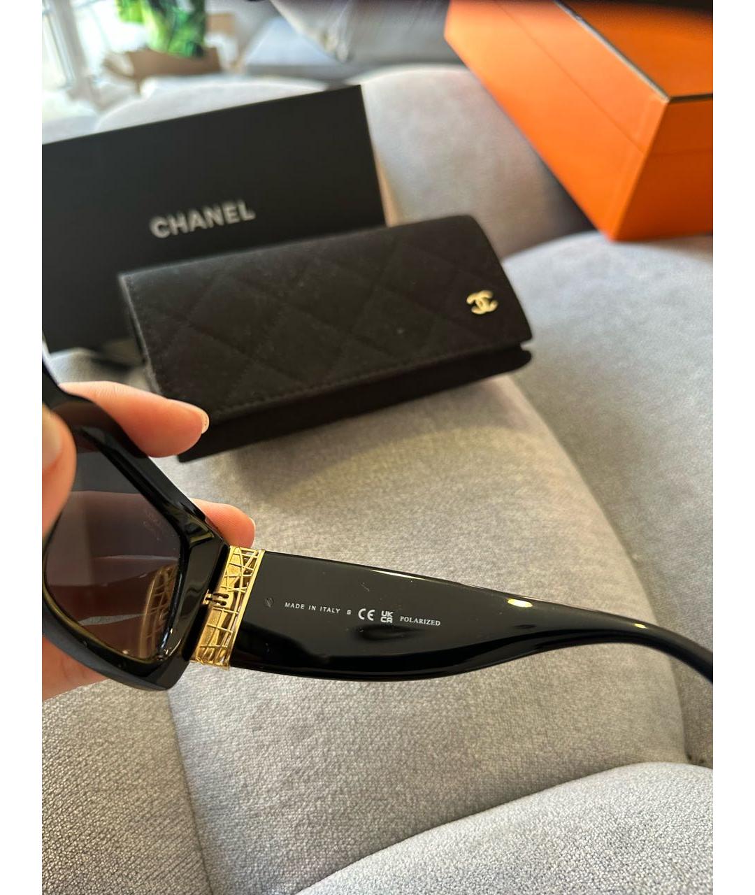 CHANEL Черные пластиковые солнцезащитные очки, фото 5