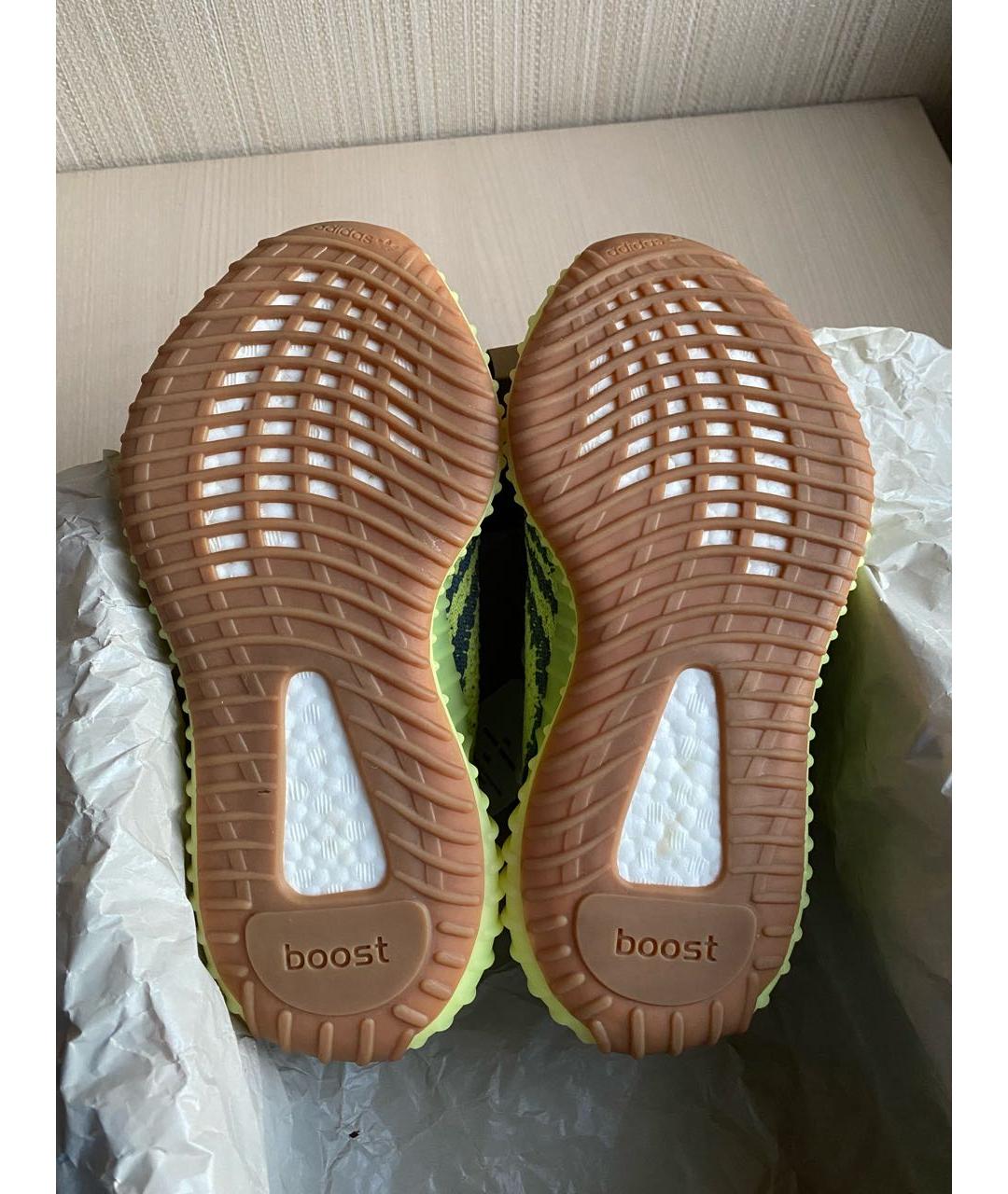 ADIDAS YEEZY Зеленые текстильные кроссовки, фото 5