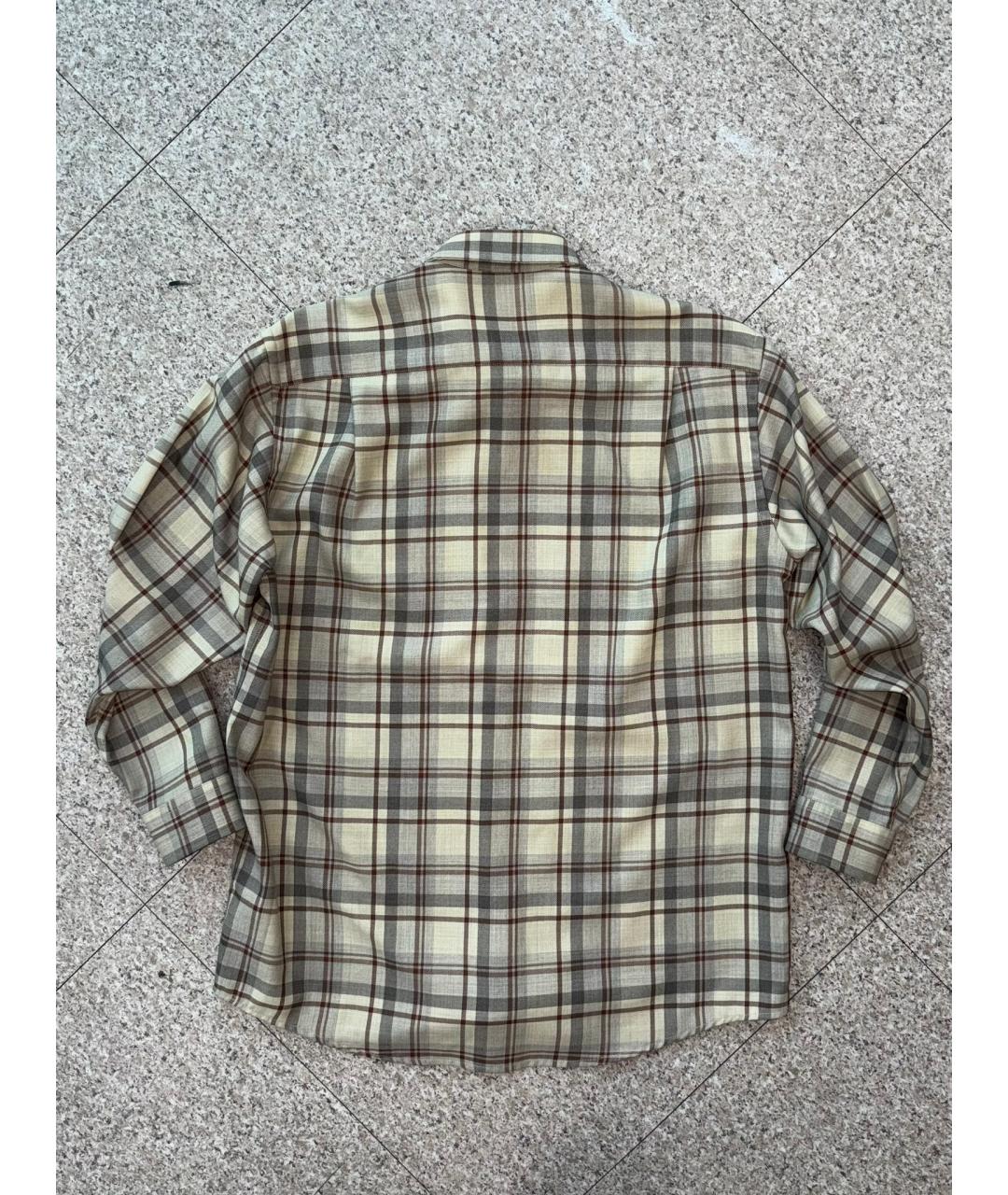 SAINT LAURENT Бежевая хлопко-шерстяная кэжуал рубашка, фото 9