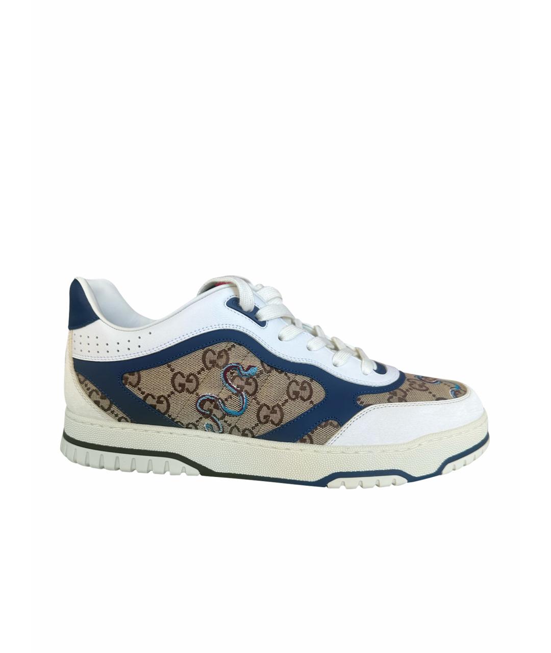 GUCCI Бежевые кожаные низкие кроссовки / кеды, фото 1