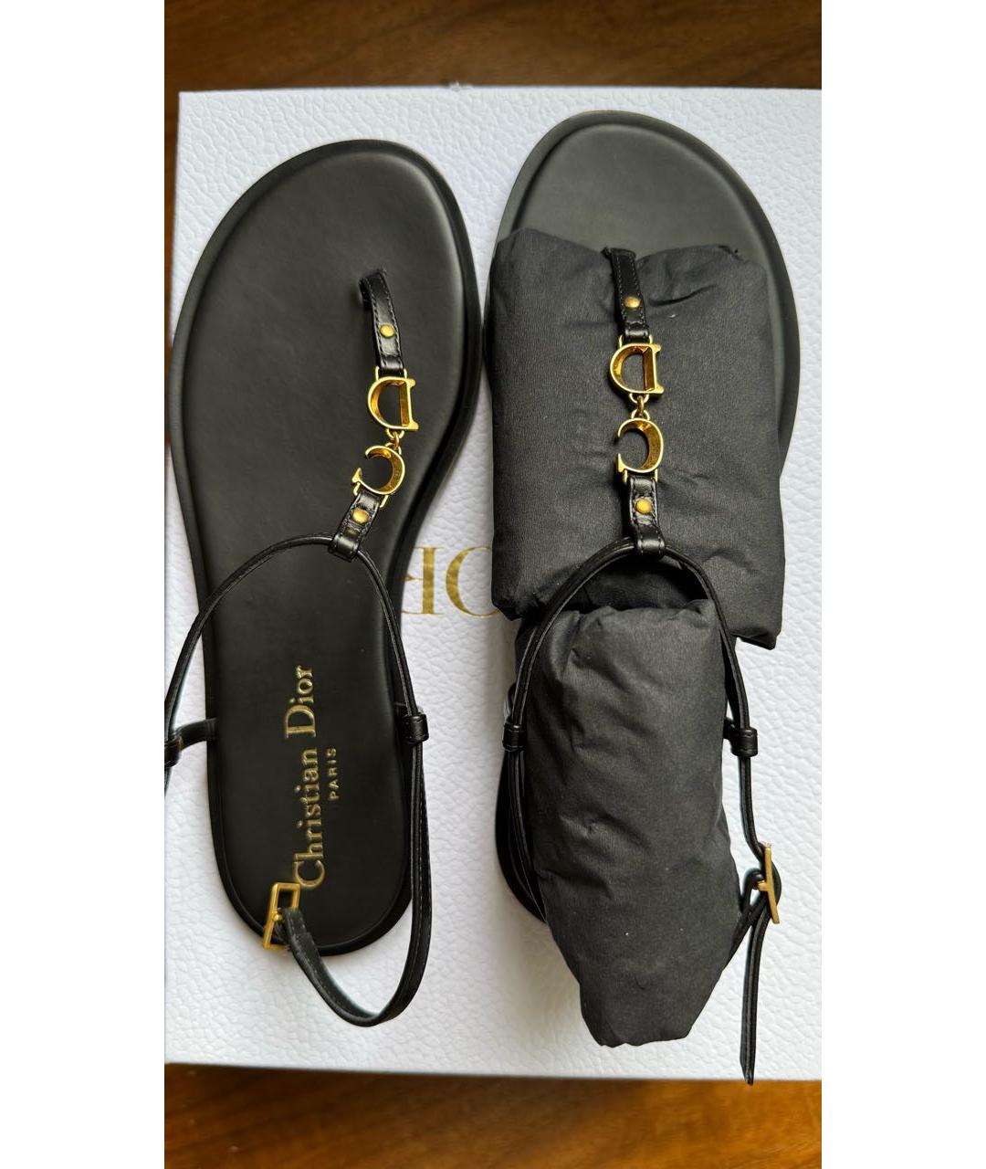 CHRISTIAN DIOR Черные кожаные сандалии, фото 3
