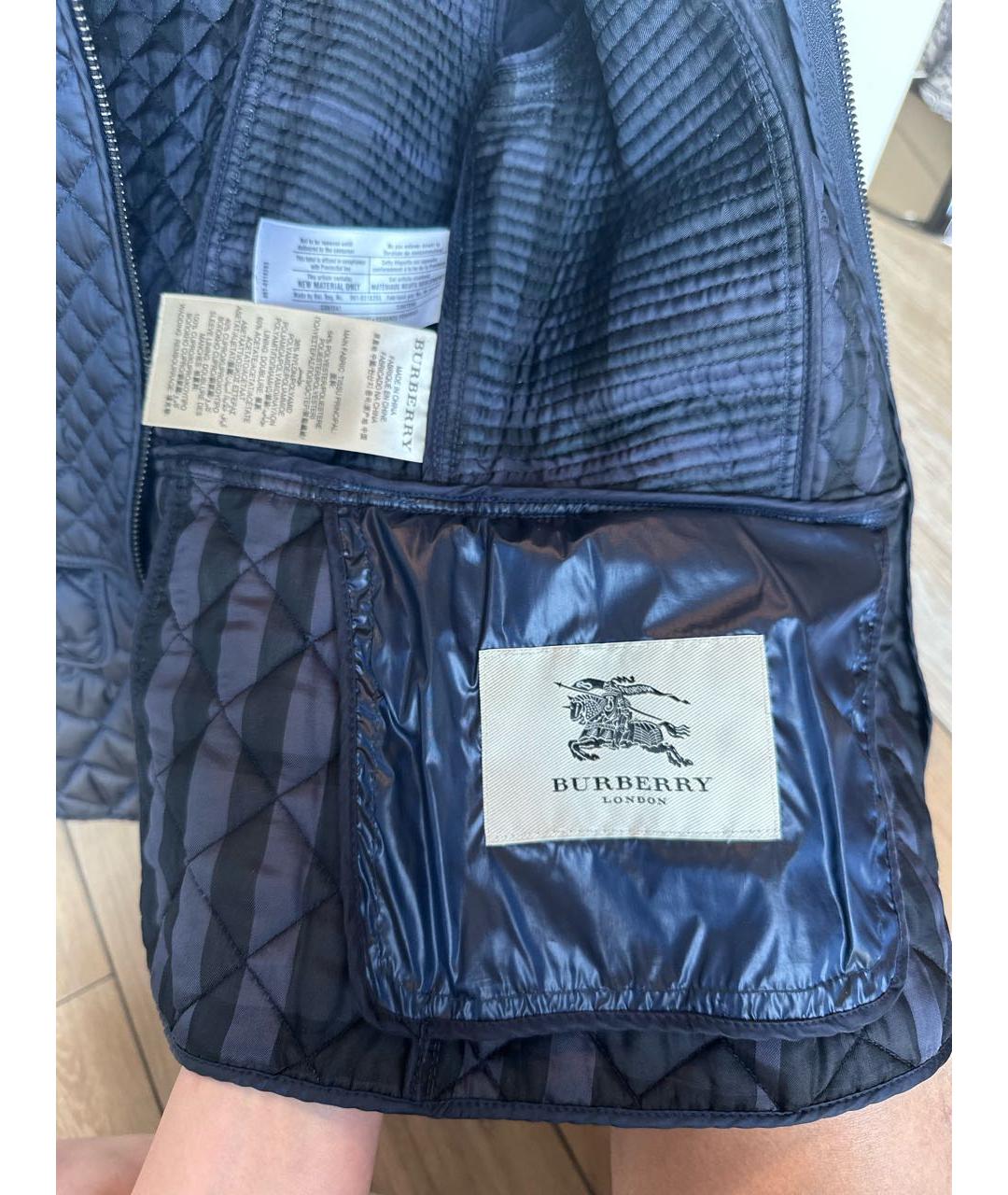 BURBERRY Темно-синяя полиэстеровая куртка, фото 3