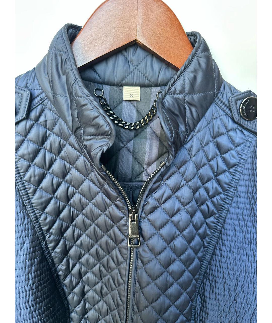 BURBERRY Темно-синяя полиэстеровая куртка, фото 4
