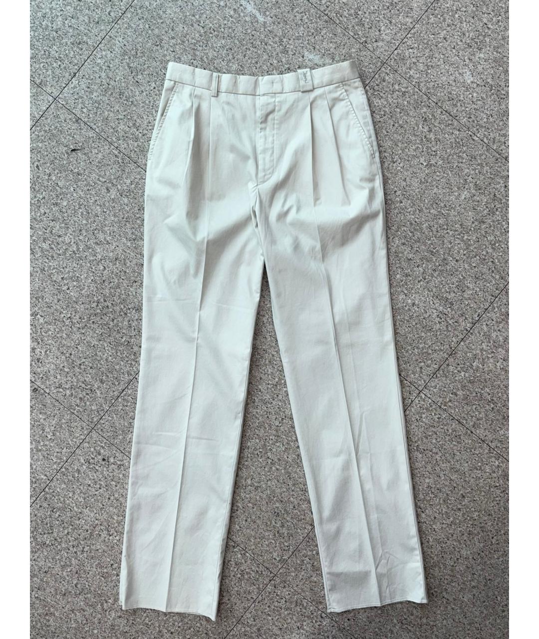SAINT LAURENT Белые хлопковые брюки узкие, фото 10