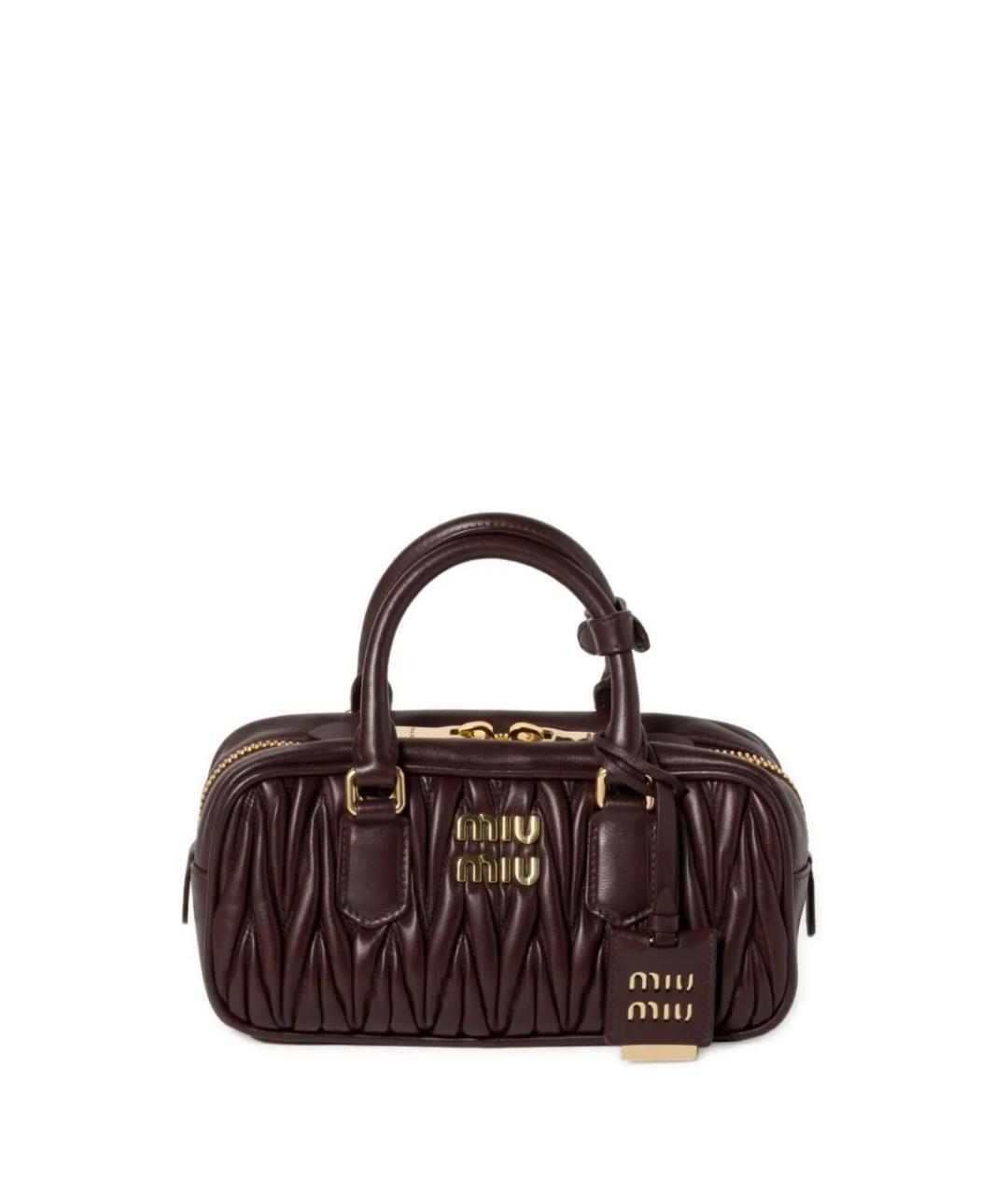 MIU MIU Коричневая кожаная сумка с короткими ручками, фото 1