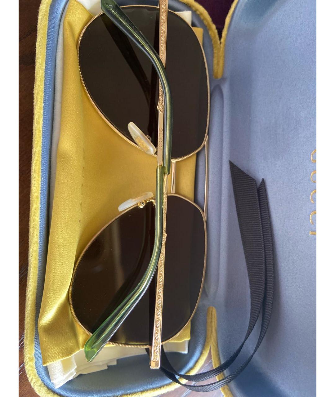 GUCCI Коричневые металлические солнцезащитные очки, фото 4