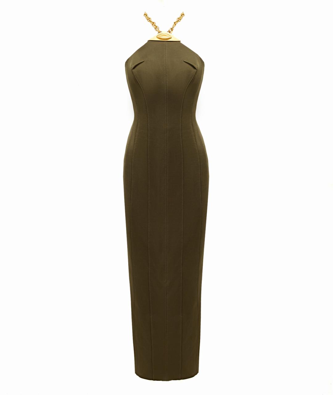 SCHIAPARELLI Хаки хлопковое коктейльное платье, фото 1