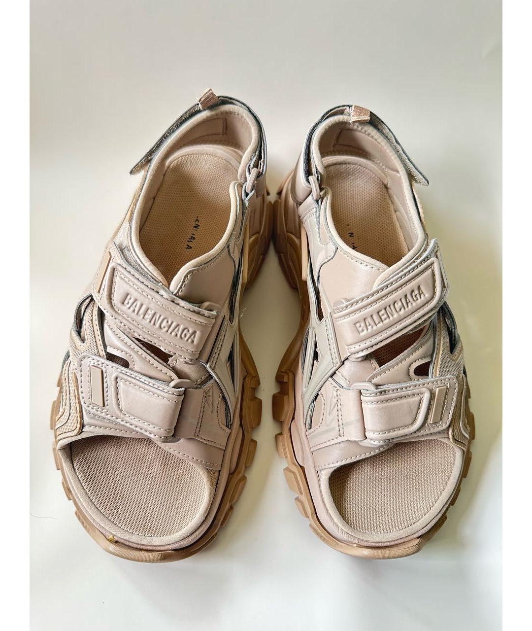 BALENCIAGA Бежевые кожаные сандалии, фото 2