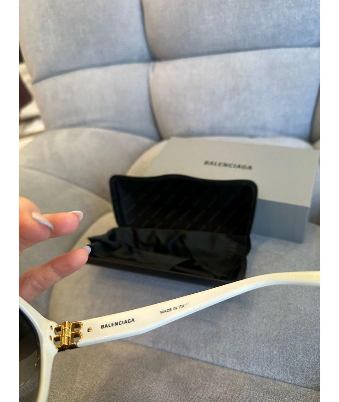 BALENCIAGA Белые пластиковые солнцезащитные очки, фото 5