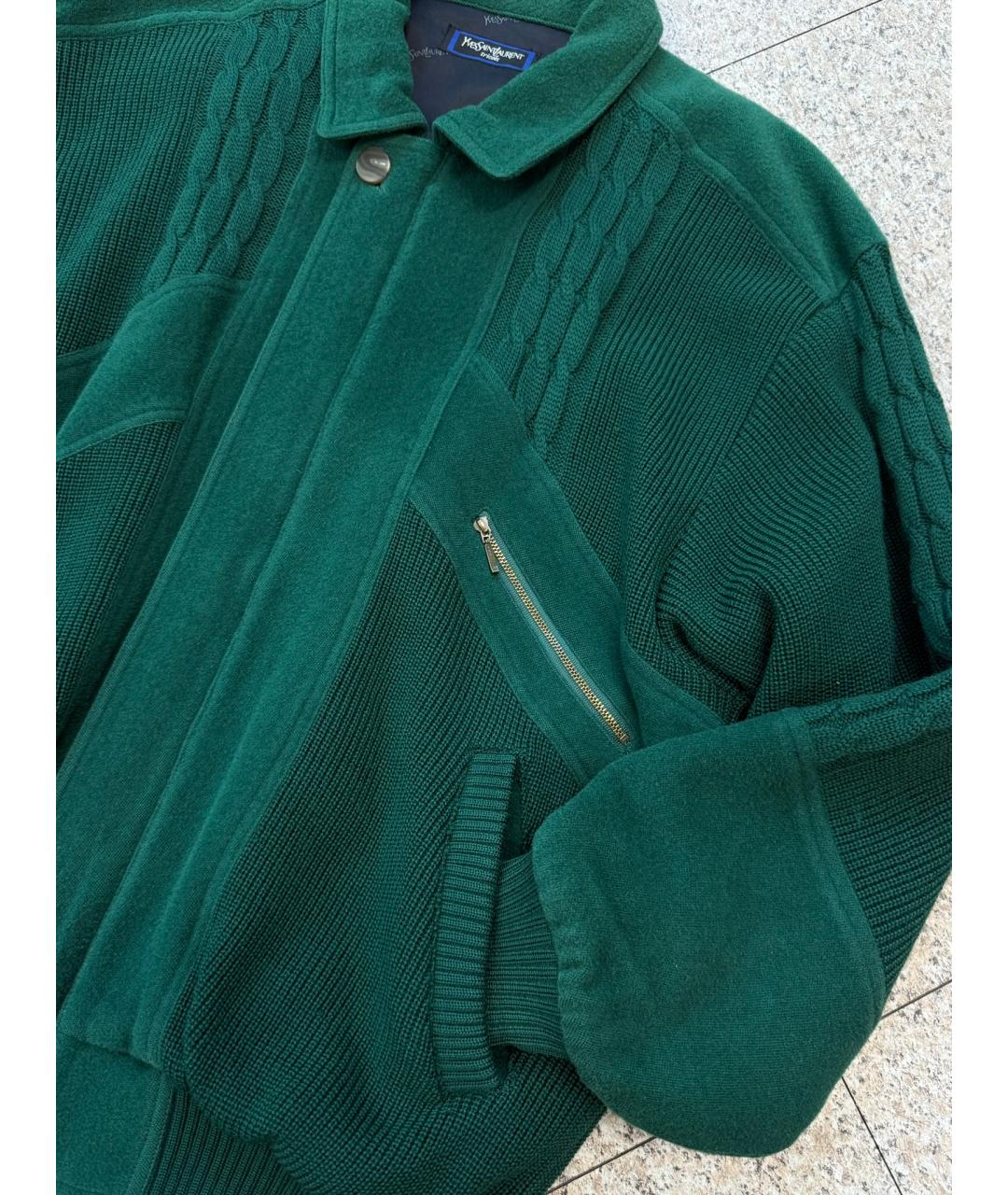 SAINT LAURENT Зеленая шерстяная куртка, фото 8