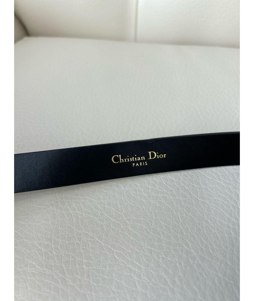 CHRISTIAN DIOR Черный кожаный ремень, фото 4