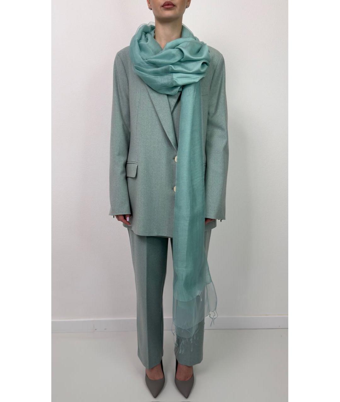 MAX MARA Бирюзовый шелковый шарф, фото 5