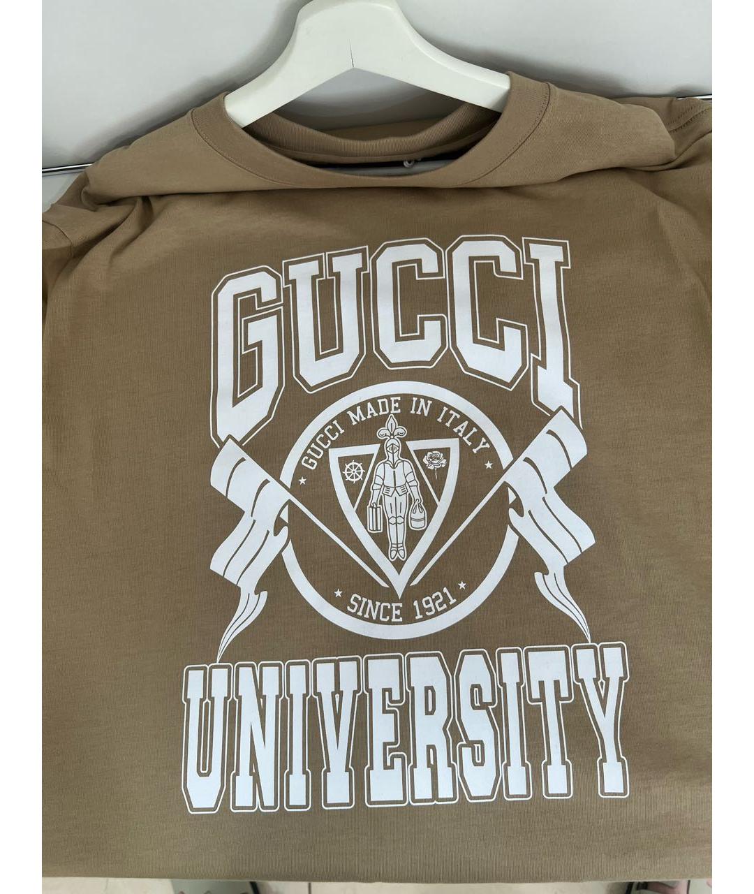 GUCCI Бежевая хлопковая футболка, фото 4