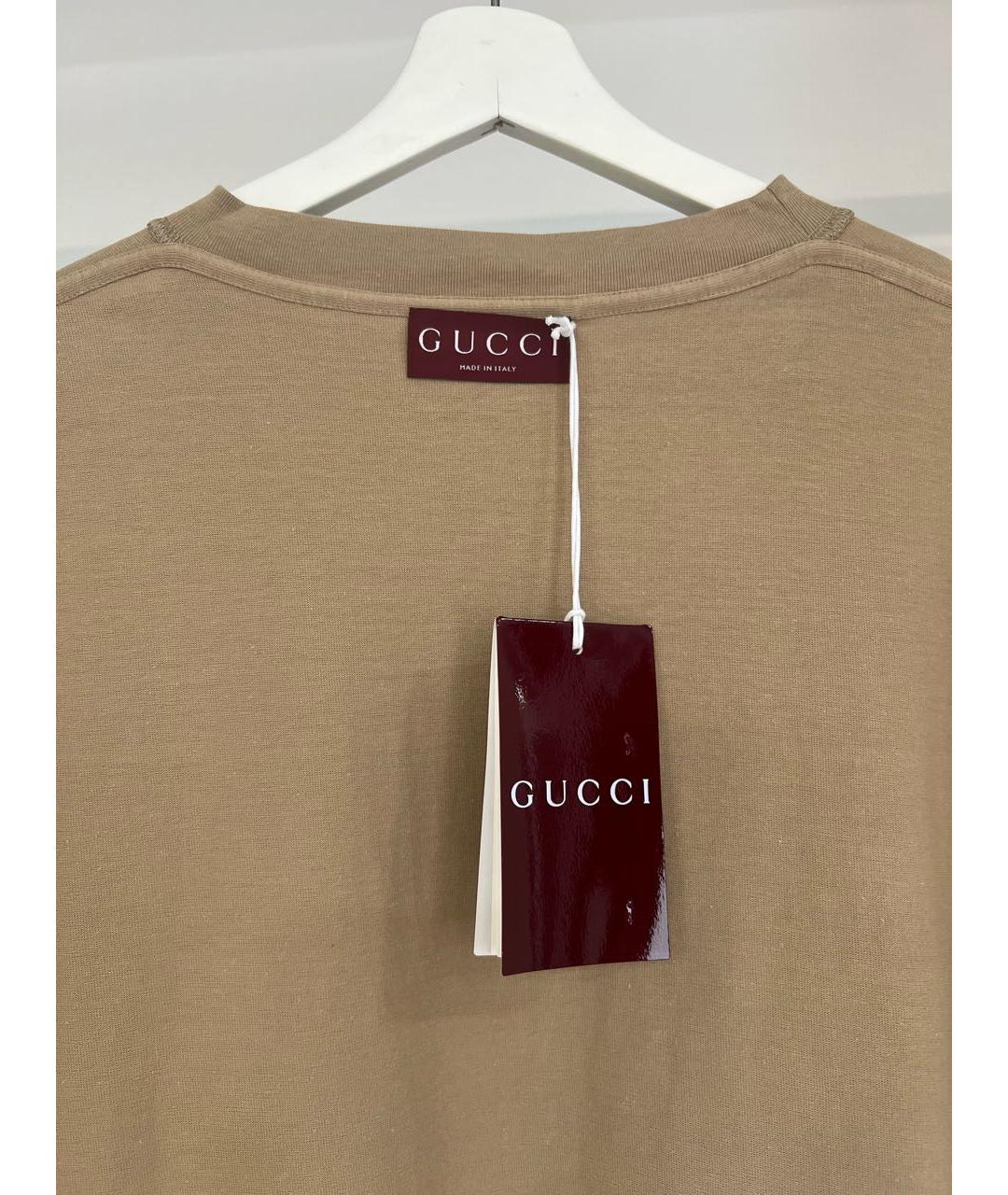 GUCCI Бежевая хлопковая футболка, фото 3