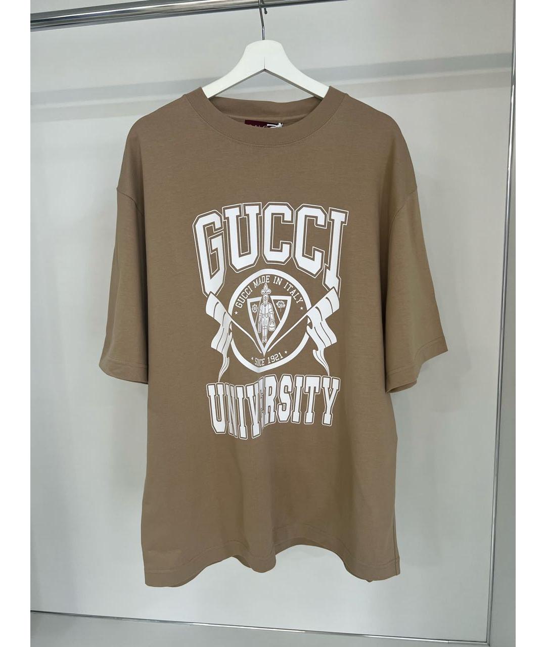 GUCCI Бежевая хлопковая футболка, фото 7