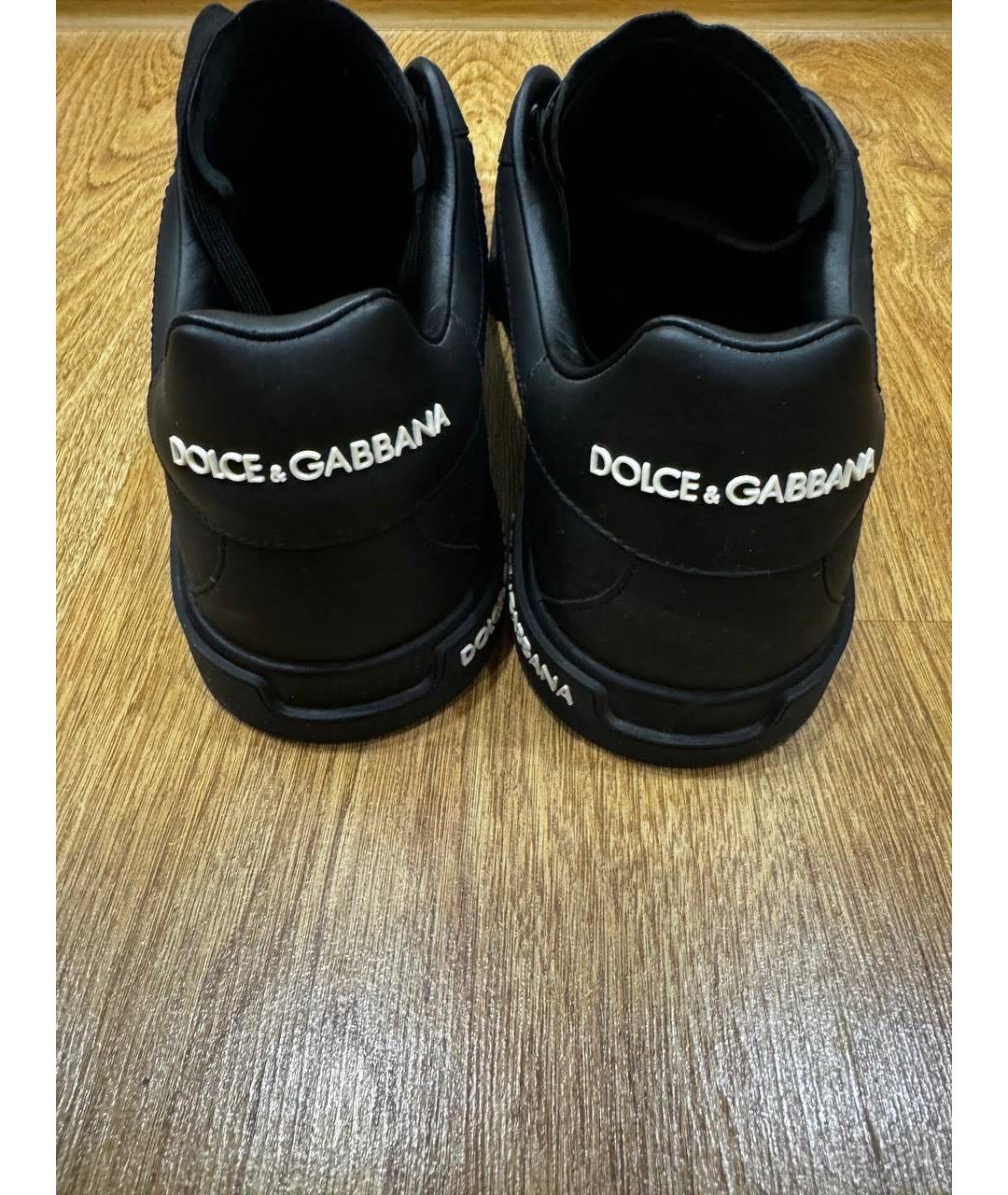 DOLCE&GABBANA Черные кожаные низкие кроссовки / кеды, фото 4