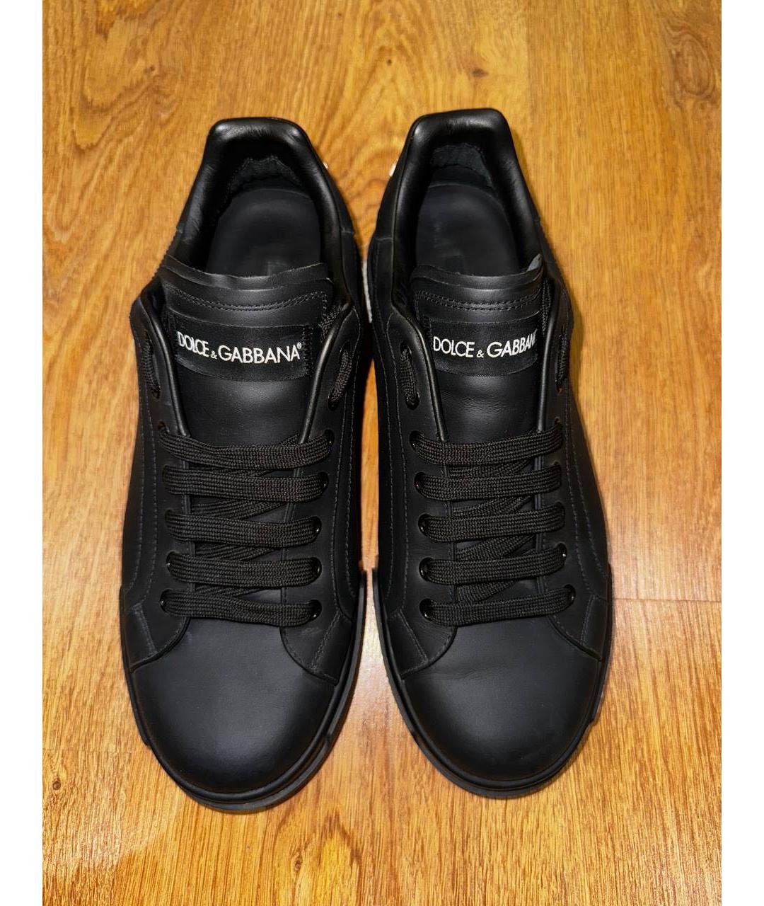 DOLCE&GABBANA Черные кожаные низкие кроссовки / кеды, фото 2
