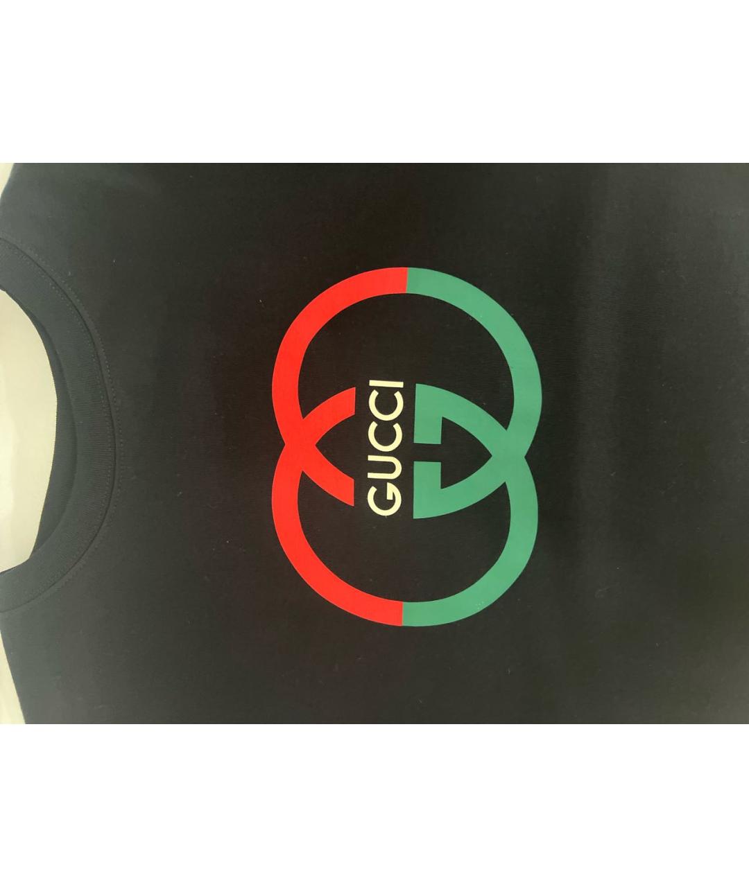 GUCCI Черная хлопковая футболка, фото 4