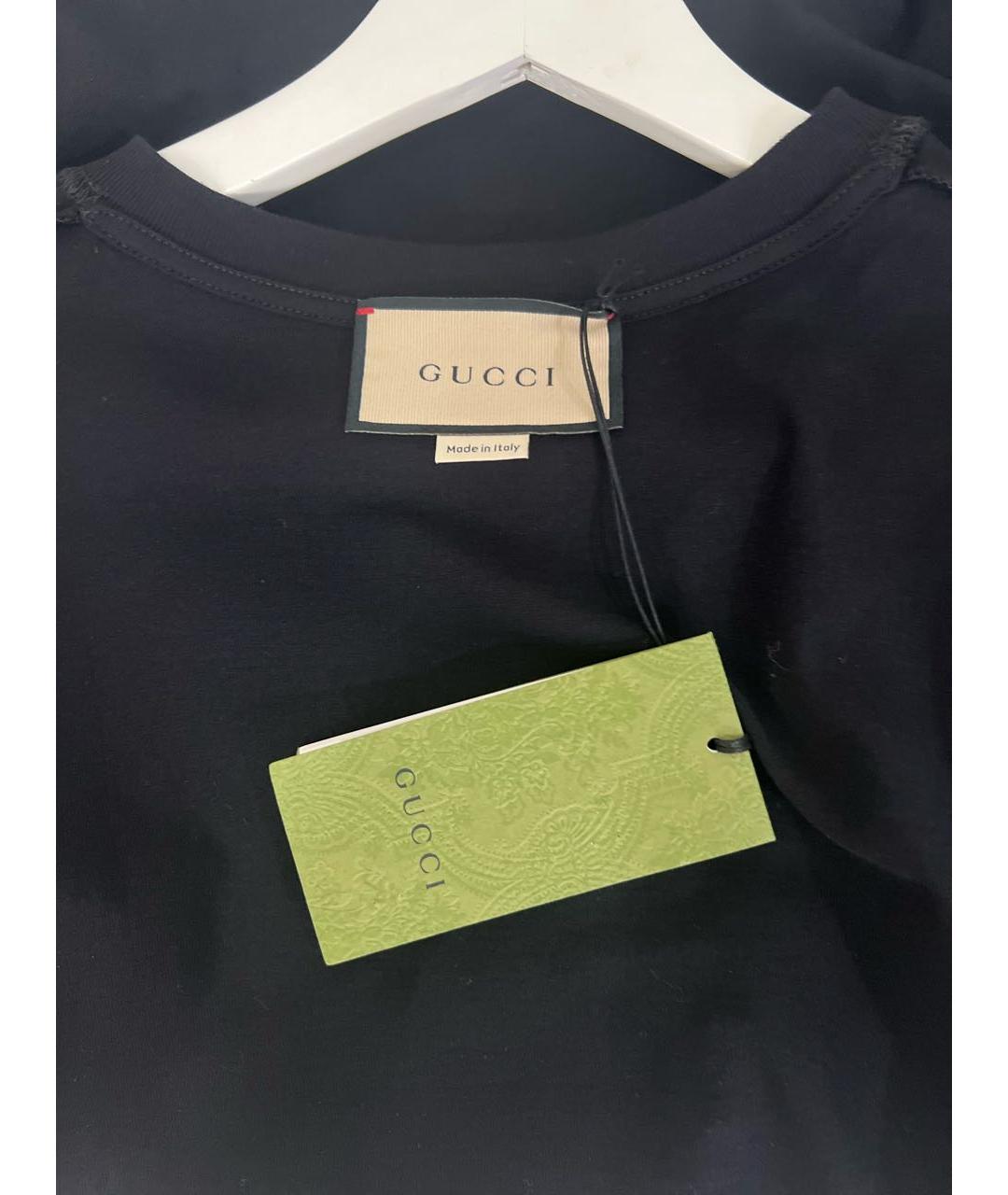 GUCCI Черная хлопковая футболка, фото 3