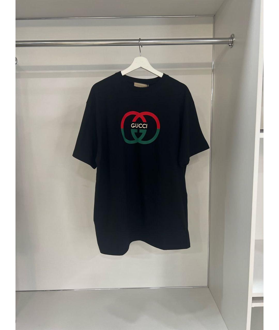 GUCCI Черная хлопковая футболка, фото 7