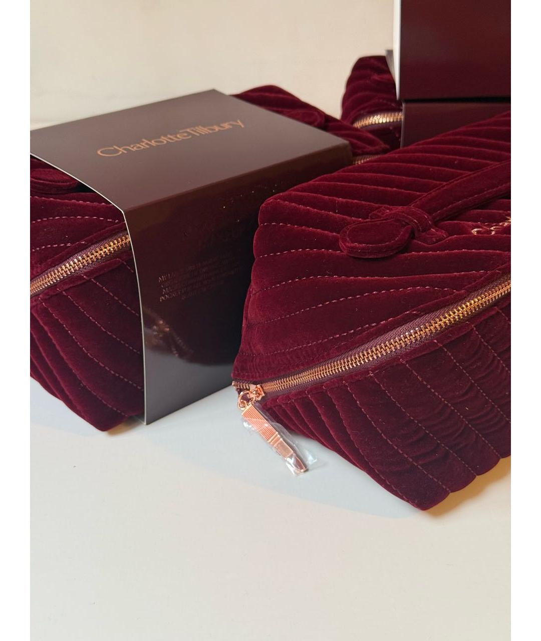 CHARLOTTE TILBURY Бордовая замшевая косметичка, фото 3