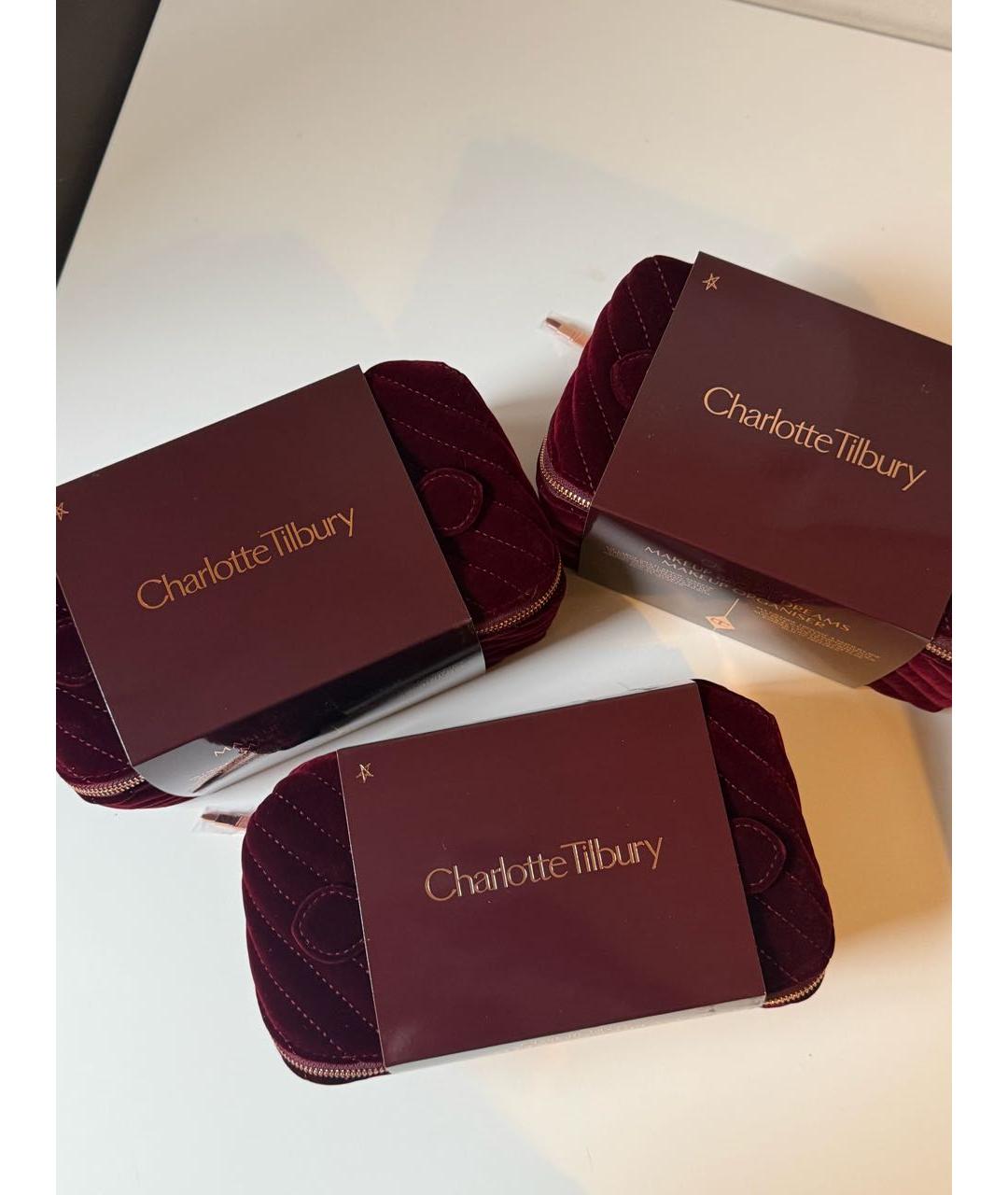 CHARLOTTE TILBURY Бордовая замшевая косметичка, фото 8