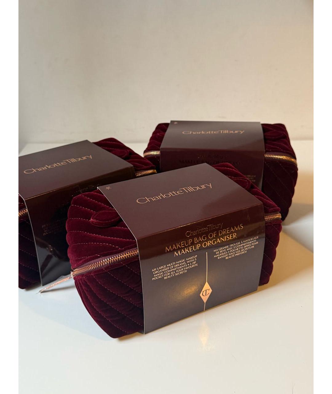 CHARLOTTE TILBURY Бордовая замшевая косметичка, фото 9