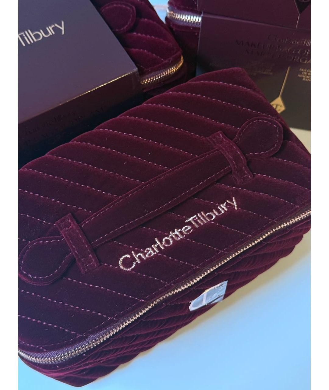 CHARLOTTE TILBURY Бордовая замшевая косметичка, фото 4