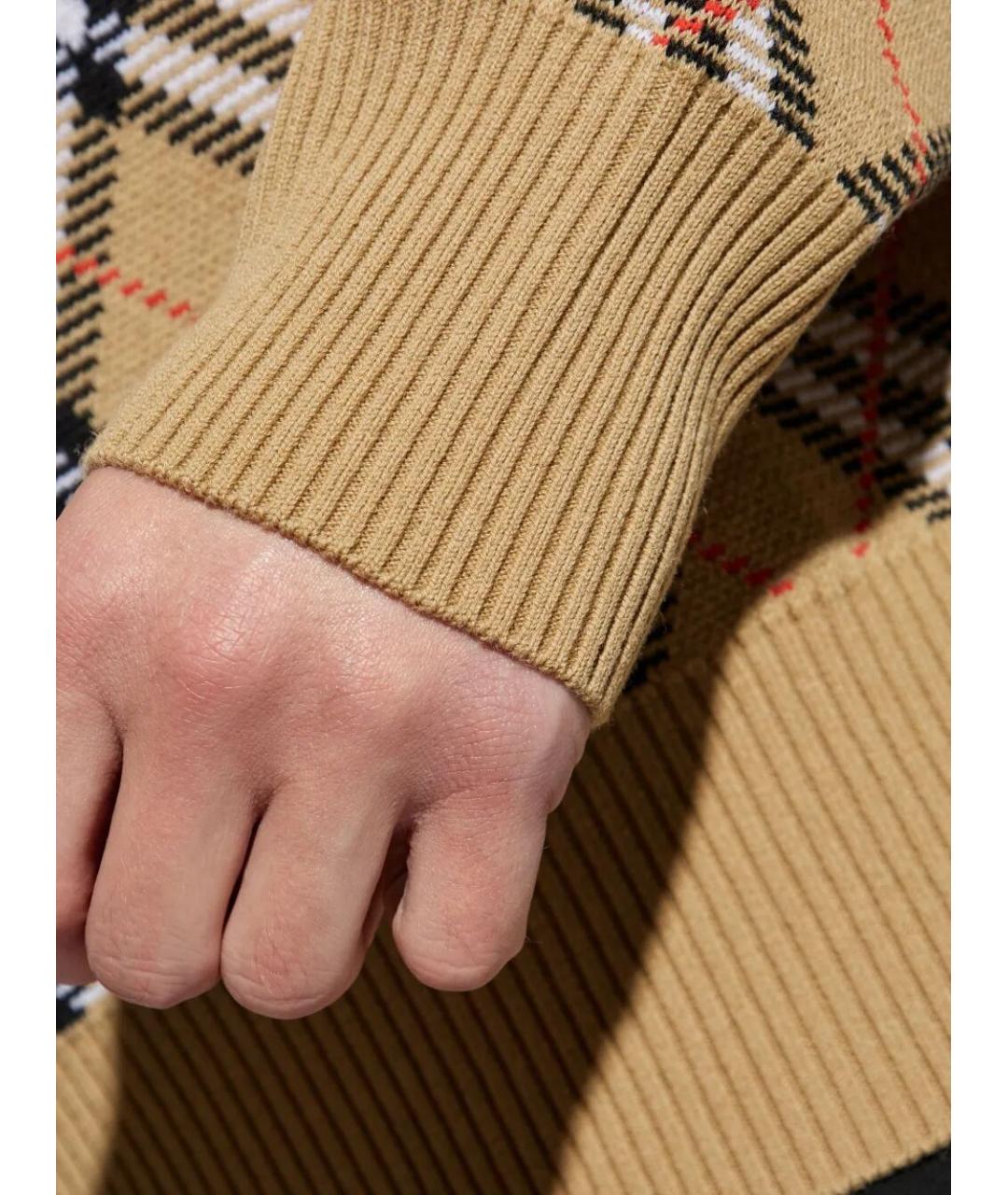 BURBERRY Бежевый шерстяной джемпер / свитер, фото 5