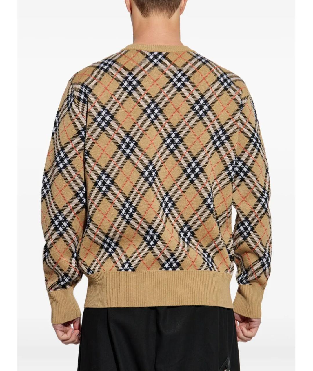 BURBERRY Бежевый шерстяной джемпер / свитер, фото 3