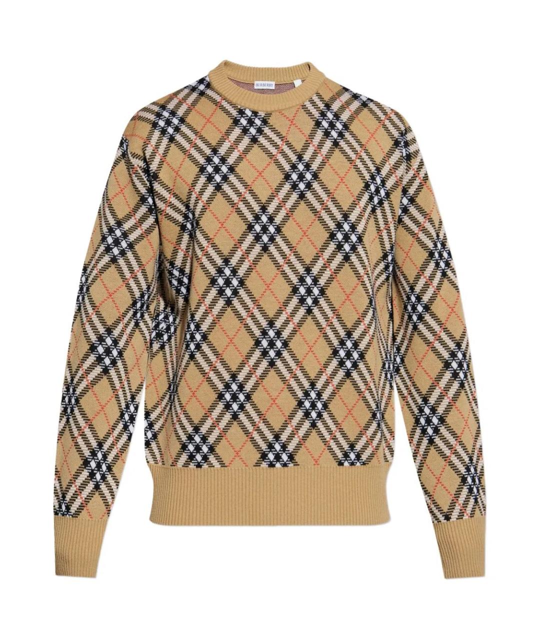 BURBERRY Бежевый шерстяной джемпер / свитер, фото 1