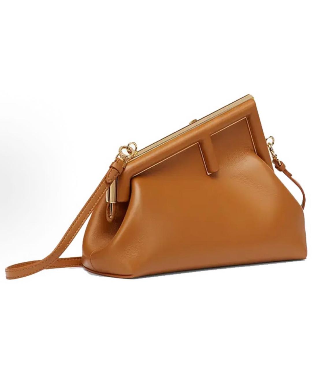 FENDI Коричневая кожаная сумка через плечо, фото 2