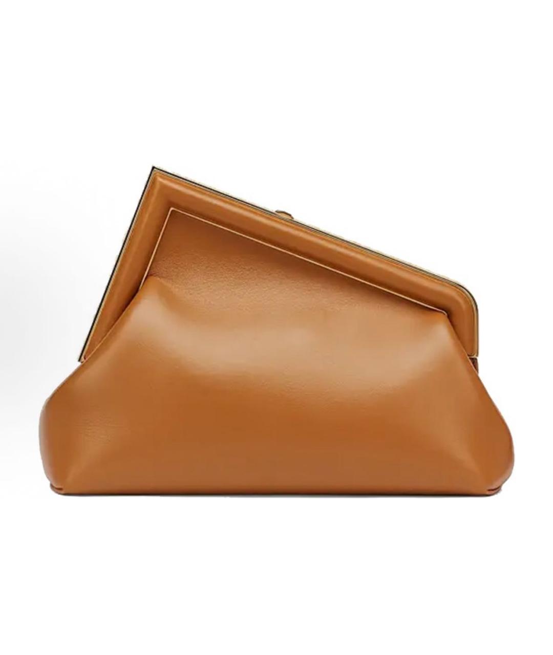 FENDI Коричневая кожаная сумка через плечо, фото 3