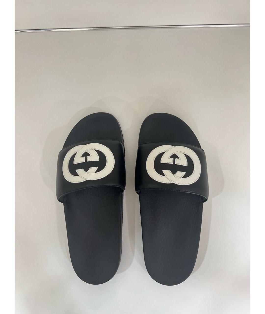 GUCCI Черные резиновые шлепанцы, фото 3